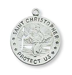 Sterling Silver St. Christopher Medal on 18" Chain