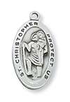 Sterling Silver St. Christopher Medal on 18" Chain