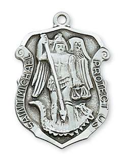 Sterling Silver ST. MICHAEL Medal on 24" Chain