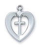 Pendant Sterling Silver HEART/CROSS on 18" Chain