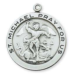 Sterling Silver ST. MICHAEL Medal on 24" Chain