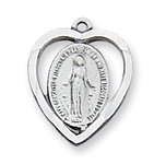 Pendant Sterling Silver Miraculous Medal on 18" Chain