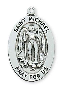 PENDANT Sterling Silver ST. MICHAEL Medal on 20" Chain