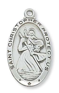 PENDANT ST. CHRISTOPHER Sterling Silver on 24" Chain