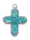 Pendant Sterling Silver 4-Way w/ Blue Enamel on 18" Chain