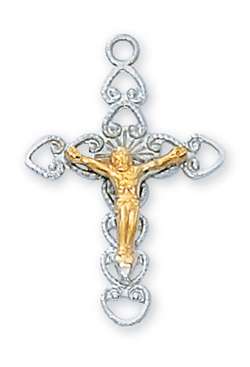 Pendant Two-Tone Gold over Sterling Silver Crucifix 18" Chain