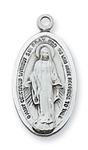 Pendant Sterling Silver Miraculous Medal on 18" Chain