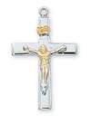 Sterling Silver TUTONE Crucifix on 18" Chain