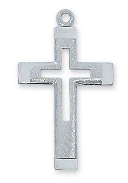 PENDANT Sterling Silver Cutout Cross on 18" Chain