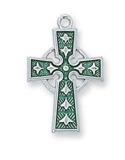 Pendant Cross Sterling Silver Celtic Enamel on 18" Chain