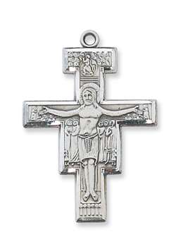 Pendant Sterling Silver San Damiano Crucifix on 20" Chain