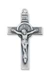 Pendant Sterling Silver Crucifix St. Benedict Medal on 24" Chain