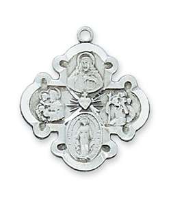PENDANT Sterling Silver 4-WAY MEDAL on 20"CHAIN
