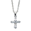 Necklace Clear Crystal Cross w/ 16-in Chain