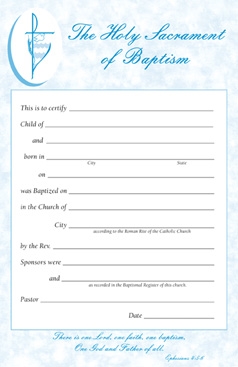 Baptism Certificate Pad of 50