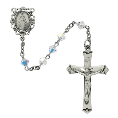 Rosary SS Clear Crystal Swarovski Beads