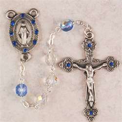 Rosary Clear Crystal Beads with Blue Our Fathers