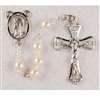 Rosary Pearl Beads with White Enamel Crucifix
