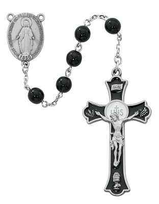 Rosary - Black Glass