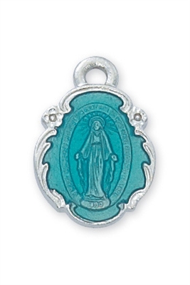 Pendant Miraculous Medal Enamel Rhodium Plate