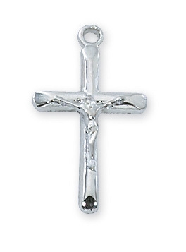 Pendant Rhodium Crucifix Tube 18-in Chain