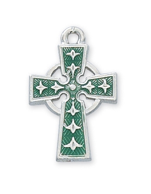 Pendant Celtic Cross Enamel Rhodium
