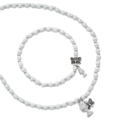 First Communion Necklace & Bracelet w/ Butterfly & Chalice Charm