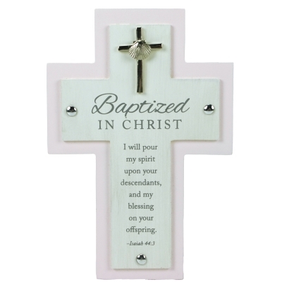 Baptism Cross, Pink, Baptized in Christ