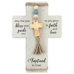 Baptism Cross, Blue Beads