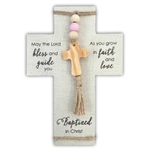 Baptism Cross, Pink Beads