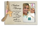Baptism Picture Frame, Pink Beads