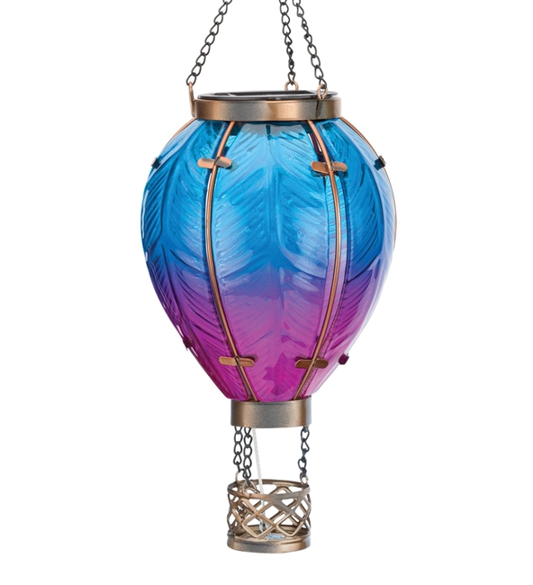Hot Air Balloon Solar Lantern Small Purple & Blue