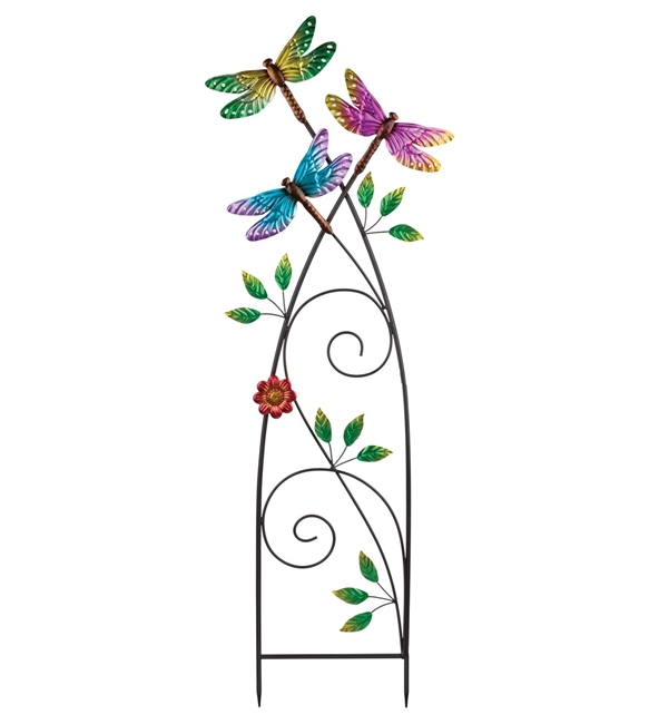 Fleur De Lis Trellis Stake Dragonfly