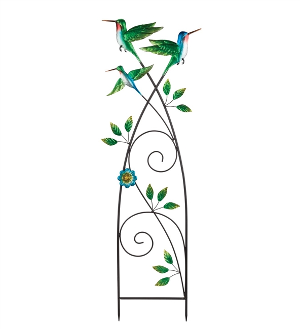 Fleur De Lis Trellis Stake Hummingbird