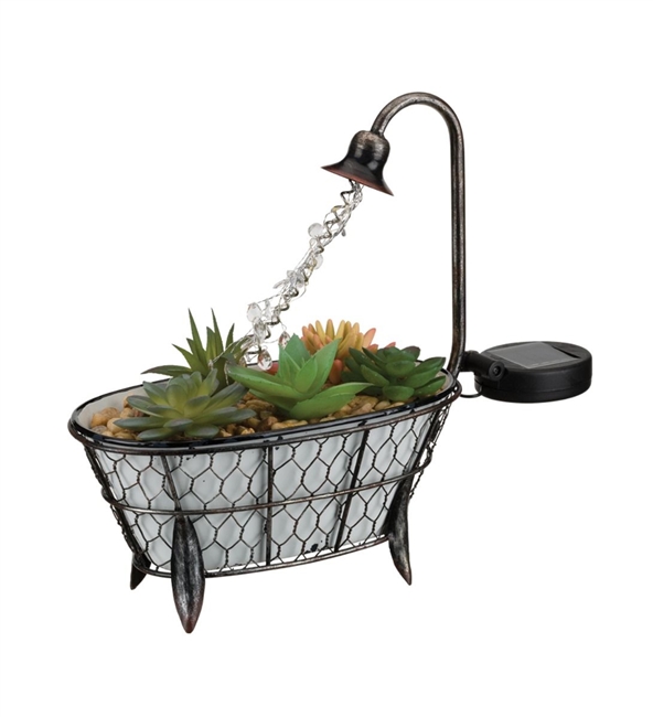 Regal Succulent Solar Decor, Bath Tub