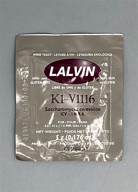Lalvin K1V-1116 Dry Wine Yeast 5 Gram Packet