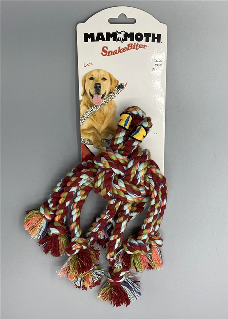 Mammoth SnakeBiter Snake Rope Dog Toy, Color Varies, Medium