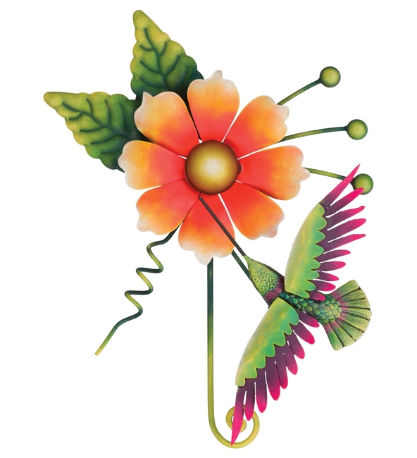 Hummingbird Flower Wall Decor Orange