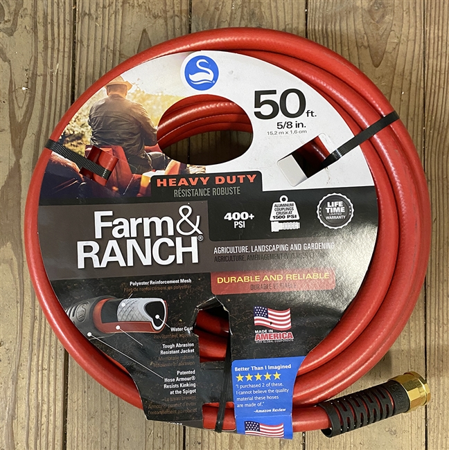 Swan Farm & Ranch Heavy Duty Water Hose, Red, 50ft x 5/8"