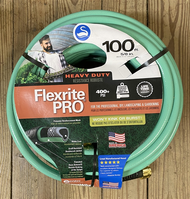 Swan Flexrite Pro Heavy Duty Water Hose, Green, 100ft x 5/8"