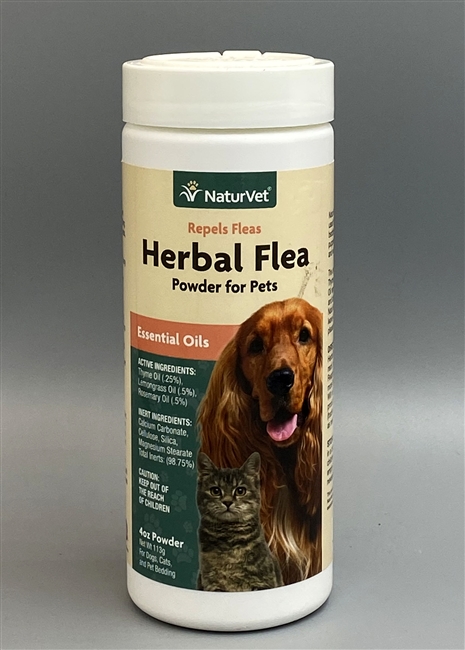 NaturVet Herbal Flea Powder for Pets with Essential Oils 4 oz