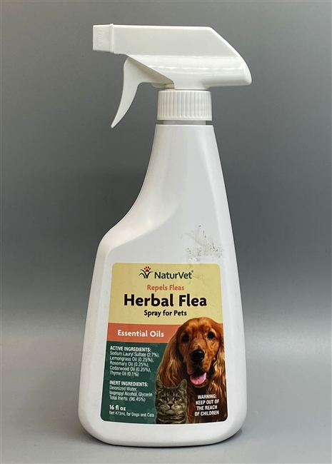 NaturVet Herbal Flea Spray for Pets with Essential Oils 16 fl oz