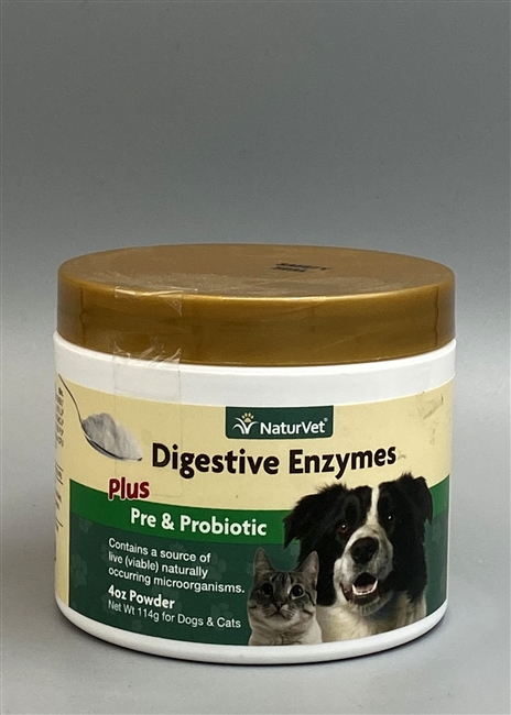 NaturVet Digestive Enzymes Plus Pre & Probiotic Powder 4 oz