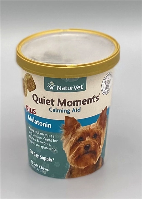 NaturVet Quiet Moments Calming Aid Plus Melatonin Soft Chews 70 ct