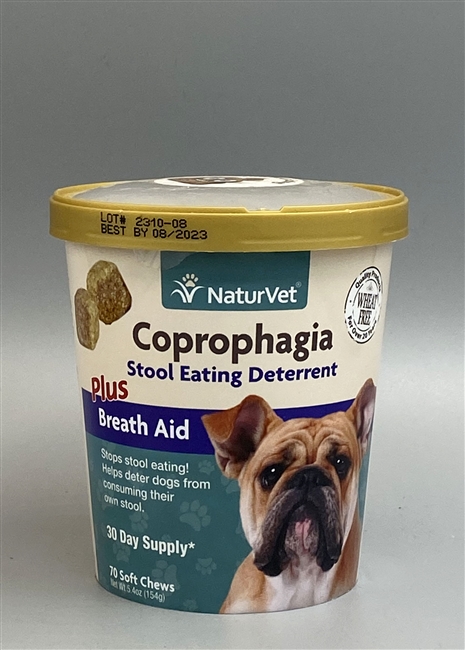 NaturVet Coprophagia Stool Eating Deterrent Plus Breath Aid Soft Chew 70 ct