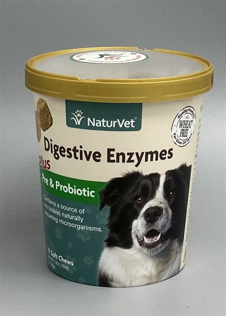 NaturVet Digestive Enzymes Plus Probiotic Soft Chews for Dogs, 70-count