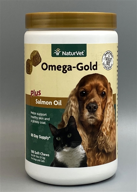 NaturVet Omega-Gold Plus Salmon Oil Soft Chews 180 ct
