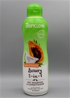 TropiClean Luxury 2 in 1 Papaya & Coconut Pet Shampoo and Conditioner, 20-oz bottle