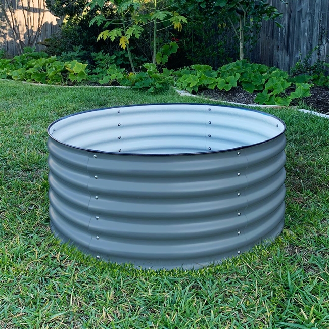 Vego Garden 17" Tall 42" Round Metal Raised Garden Bed Kit Modern Gray