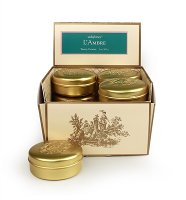 L'Ambre Classic Toile Single Travel Tin Candle (Case of 12)